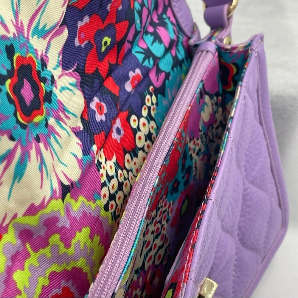 Vera Bradley Lavender Quilted leather Crossbody Bag adjustable strap. Used. - Picture 5 of 14